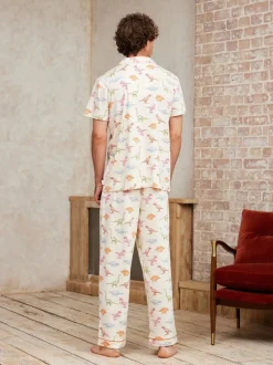 Pyjama's|Chelsea Peers - Dinosaur Print Long Pyjama Set Wit