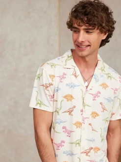 Pyjama's|Chelsea Peers - Dinosaur Print Long Pyjama Set Wit