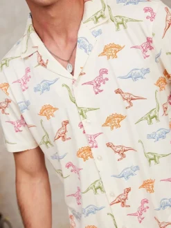 Pyjama's|Chelsea Peers - Dinosaur Print Long Pyjama Set Wit