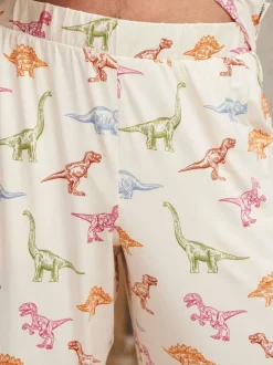 Pyjama's|Chelsea Peers - Dinosaur Print Long Pyjama Set Wit