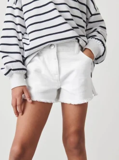 Shorts En Rokken*Next Wit - Denim shorts met rafels (3-16jr)