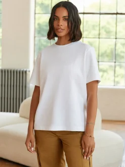 Tops En T-Shirts*Next Wit - Dik T-shirt met ronde hals en korte mouwen