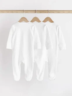 Multipacks|Babypakjes En Babypyjama's|Next - Essential 100% Katoenen babypakjes met rits 3 Pack (0-3jr) Wit