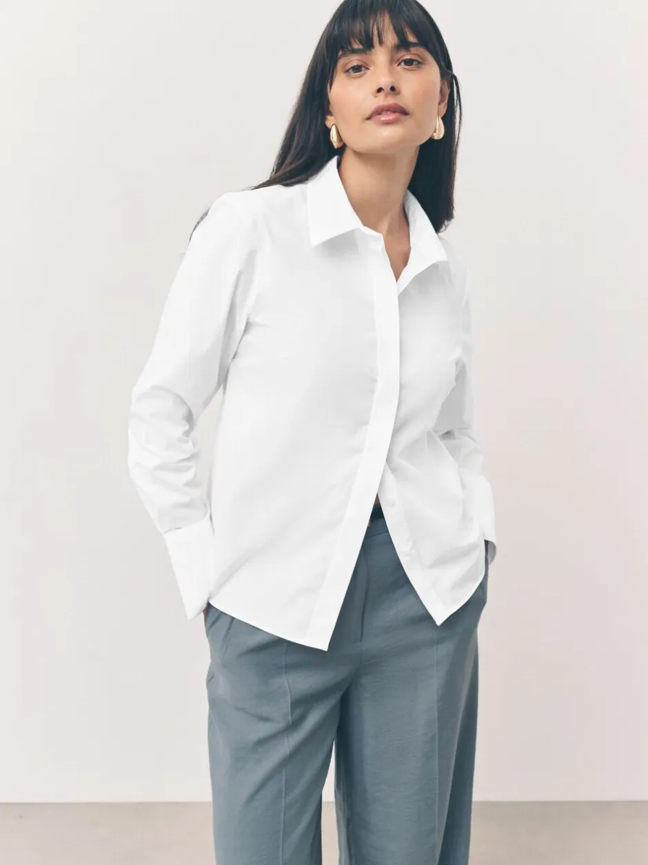 Blouses En Overhemden|Tops En T-Shirts|Next - Fitted Stretch Essential Long Sleeve Shirts 2 Pack Wit
