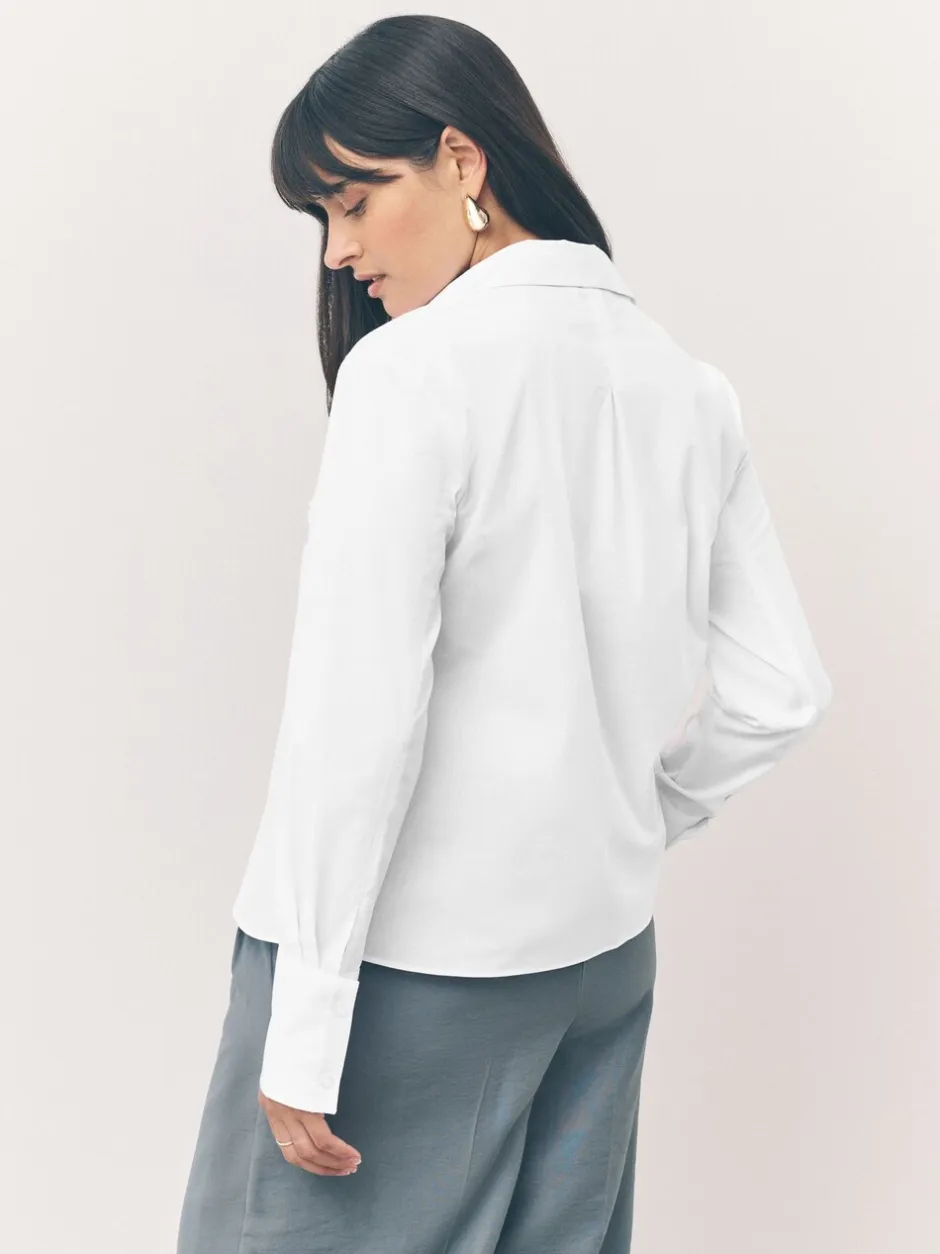 Blouses En Overhemden|Tops En T-Shirts|Next - Fitted Stretch Essential Long Sleeve Shirts 2 Pack Wit