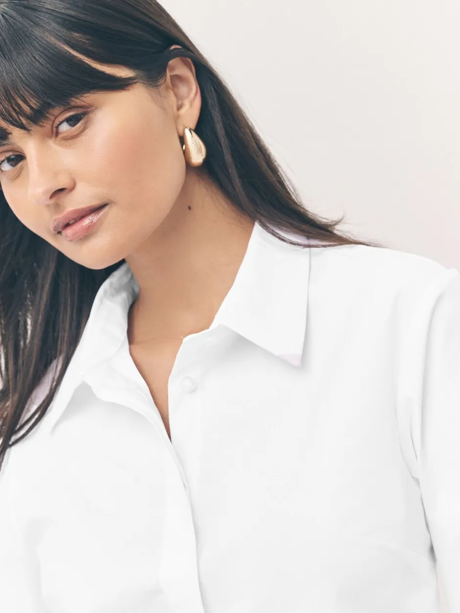Blouses En Overhemden|Tops En T-Shirts|Next - Fitted Stretch Essential Long Sleeve Shirts 2 Pack Wit