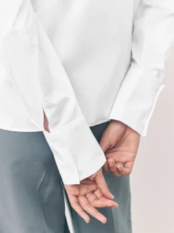 Blouses En Overhemden|Tops En T-Shirts|Next - Fitted Stretch Essential Long Sleeve Shirts 2 Pack Wit