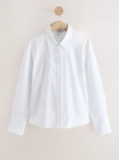 Blouses En Overhemden|Tops En T-Shirts|Next - Fitted Stretch Essential Long Sleeve Shirts 2 Pack Wit