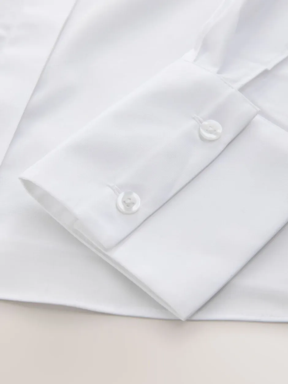 Blouses En Overhemden|Tops En T-Shirts|Next - Fitted Stretch Essential Long Sleeve Shirts 2 Pack Wit