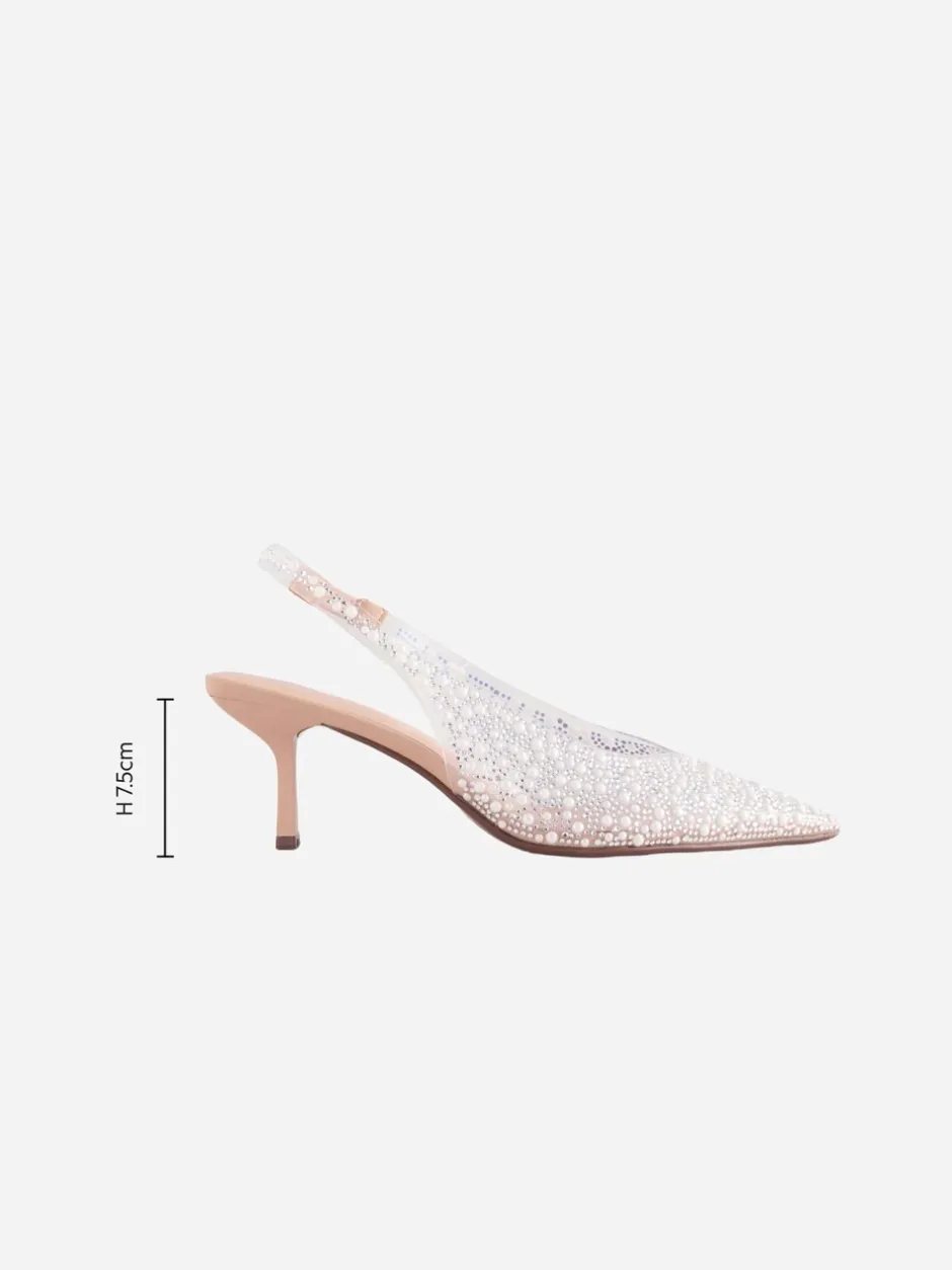 Schoenen Met Hakken|Gelegenheidskleding|Next - Forever Comfort® puntige slingback-hakken met vinyl en sierstenen Wit