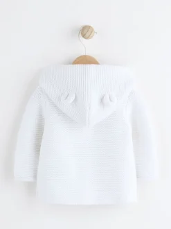 Gebreide Kleding|Next - Gebreid babyvest met capuchon Wit