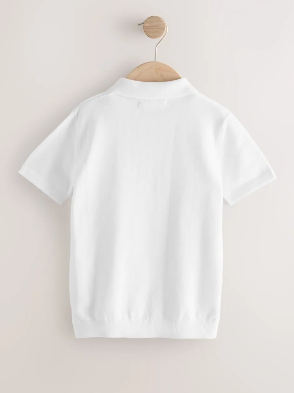 Schoolkleding|Truien En Breisels|Next - Gebreid poloshirt met rits bij de hals (3-16jr) Wit