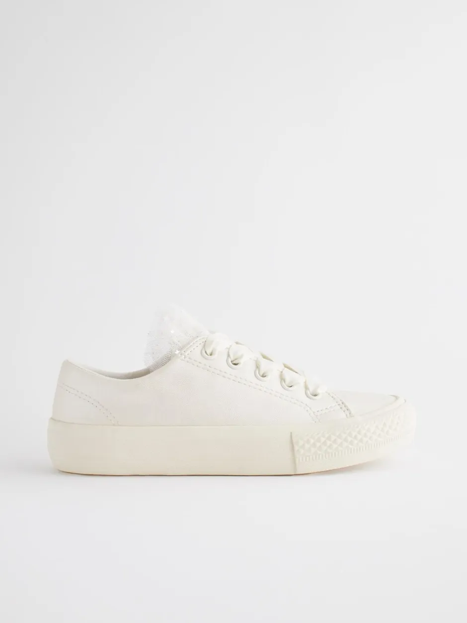 Sneakers|Next Wit - Gelegenheids-Tulle trainers met Vetersluiting