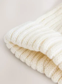 Mutsen, Handschoenen En Sjaals*Next Wit - Geribbelde beanie-muts met pompon (3mnd -16jr)