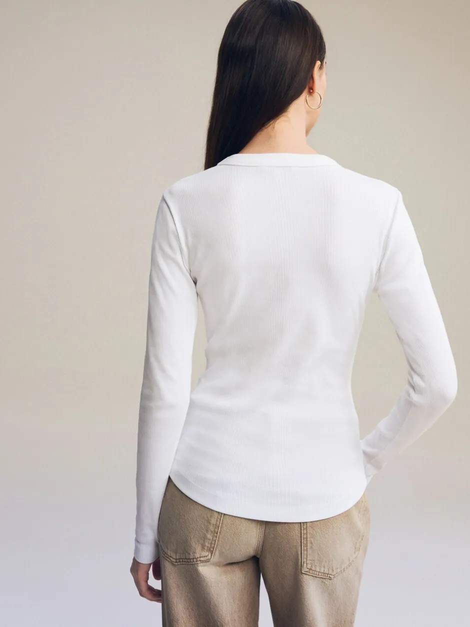 Tops En T-Shirts*Next Wit - Geribbelde top met ronde hals en lange mouwen