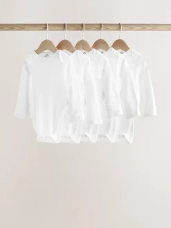 Rompertjes En Hemdjes|Rompertjes En Hemdjes*Next Wit - Hip Dysplasia Baby Long Sleeve Bodysuits 5 Pack