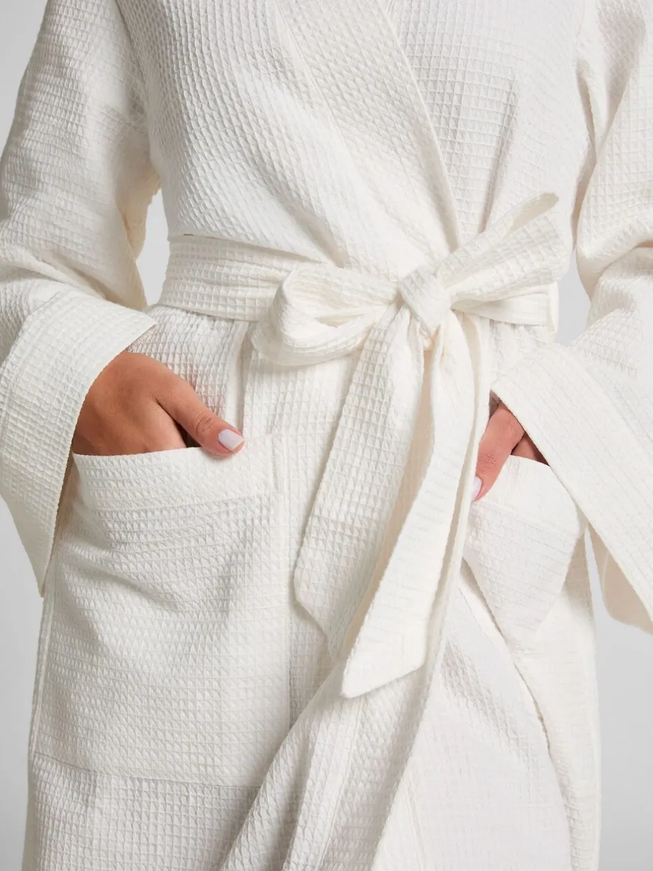 Badjassen|Hunkemoller - Hunkemöller Waffle White Bathrobe Wit
