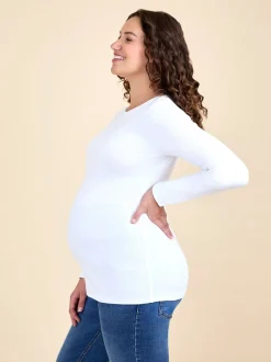 Moederschap*Jojo Maman Bébé Wit - 2-Pack Ribbed Maternity & Nursing Tops
