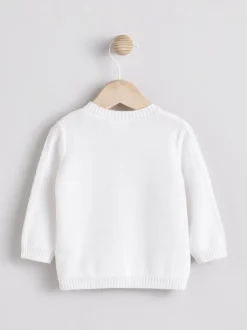 Gebreide Kleding|Next Wit - Kabelgebreid babyvestje