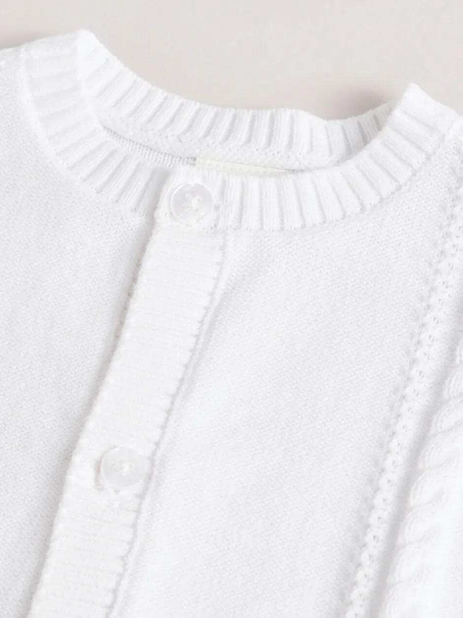 Gebreide Kleding|Next Wit - Kabelgebreid babyvestje