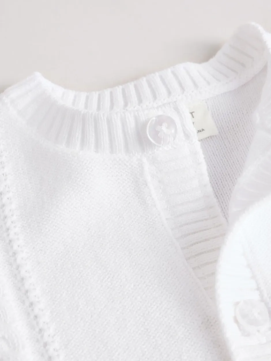 Gebreide Kleding|Next Wit - Kabelgebreid babyvestje