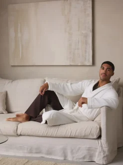 Loungewear|Kamerjassen En Badjassen*Next Wit - Katoenen kamerjas van badstof