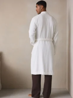 Loungewear|Kamerjassen En Badjassen*Next Wit - Katoenen kamerjas van badstof