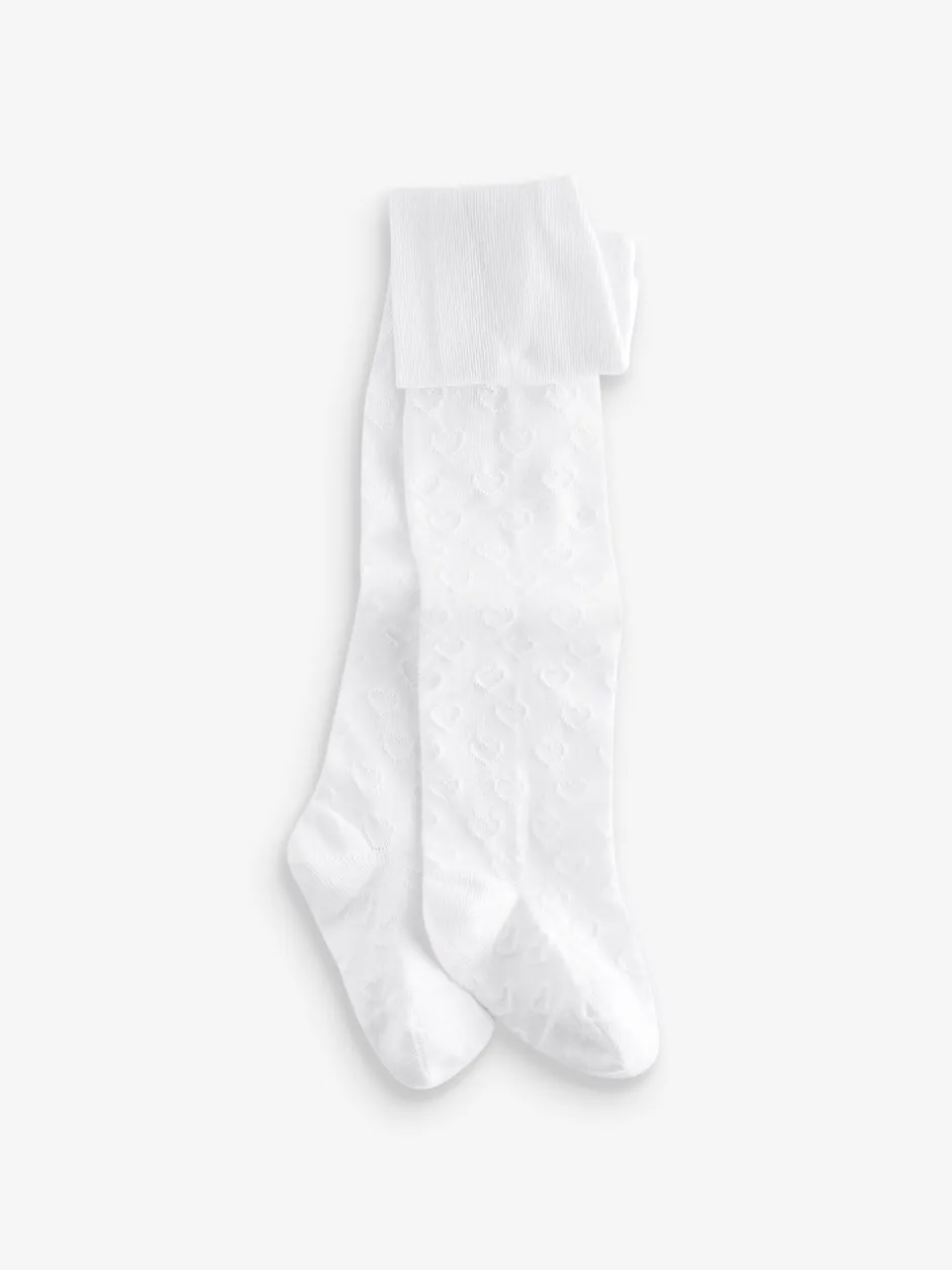 Sokken En Panty's|Sokken En Panty's*Next - Katoenrijke maillots met hartjes en textuur Wit