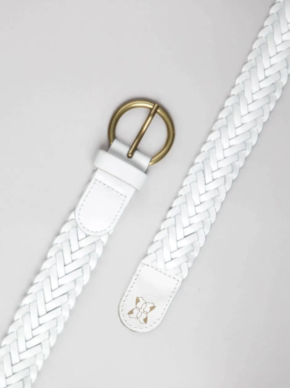 Ceintuurs*Lakeland Leather - Waverton gevlochten riem Wit