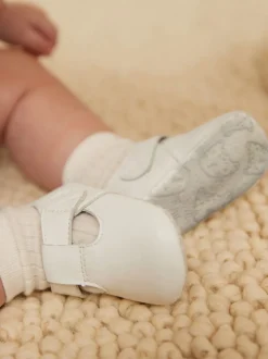 Eerste Schoentjes|Babyschoenen|Next - Leren babyschoen met T-bandje (0 - 24 mnd) Wit