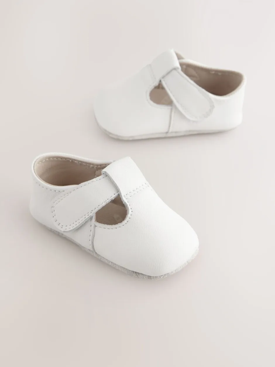 Eerste Schoentjes|Babyschoenen|Next - Leren babyschoen met T-bandje (0 - 24 mnd) Wit