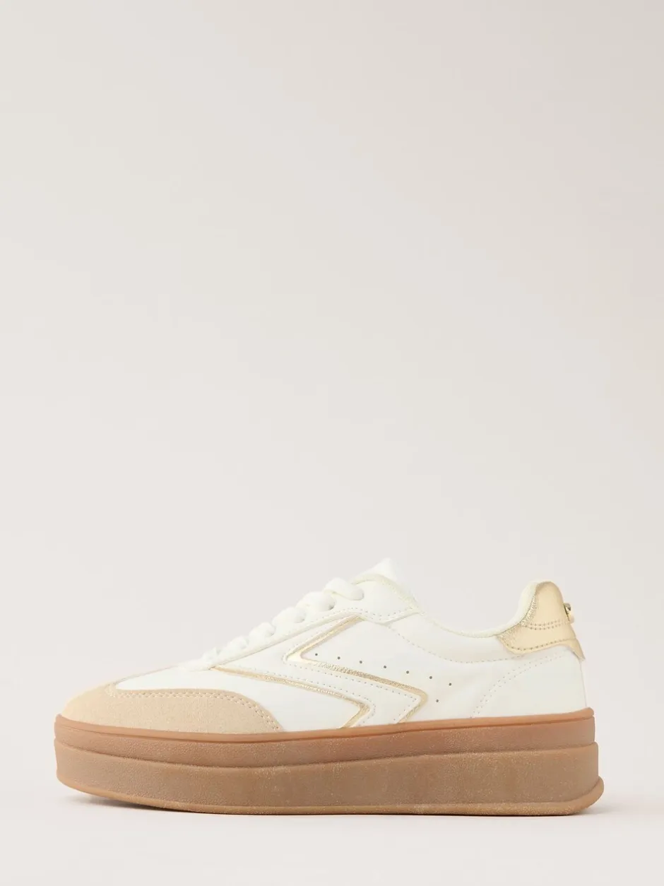 Sneakers|Lipsy Wit - Faux suède sportschoen met dikke zool