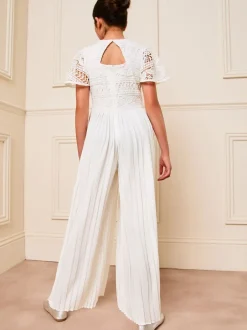Jumpsuits En Playsuits*Lipsy - geplooide gelegenheids-jumpsuit met fladdermouwen (5-16jr) Wit