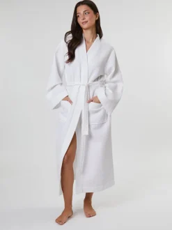 Badjassen|Loungeable - Waffle 100% Cotton Robe Wit