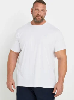 Pyjama's|Loungewear*BadRhino Big & Tall - Lounge 100% katoenen short en T-shirt set Wit / marineblauw