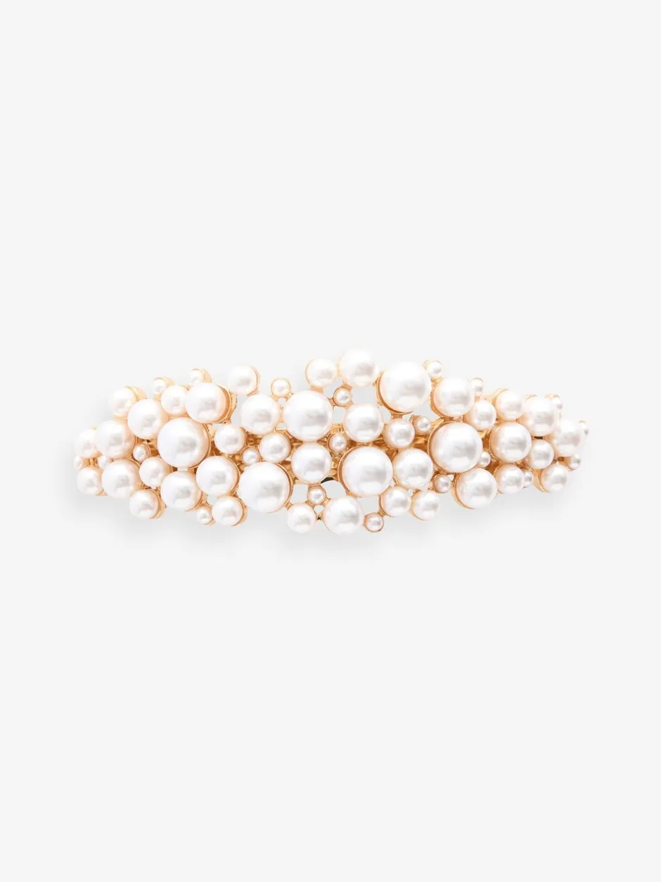 Mutsen, Handschoenen En Sjaals|Sieraden|Next Wit - Metalen barretteclip met pareleffect