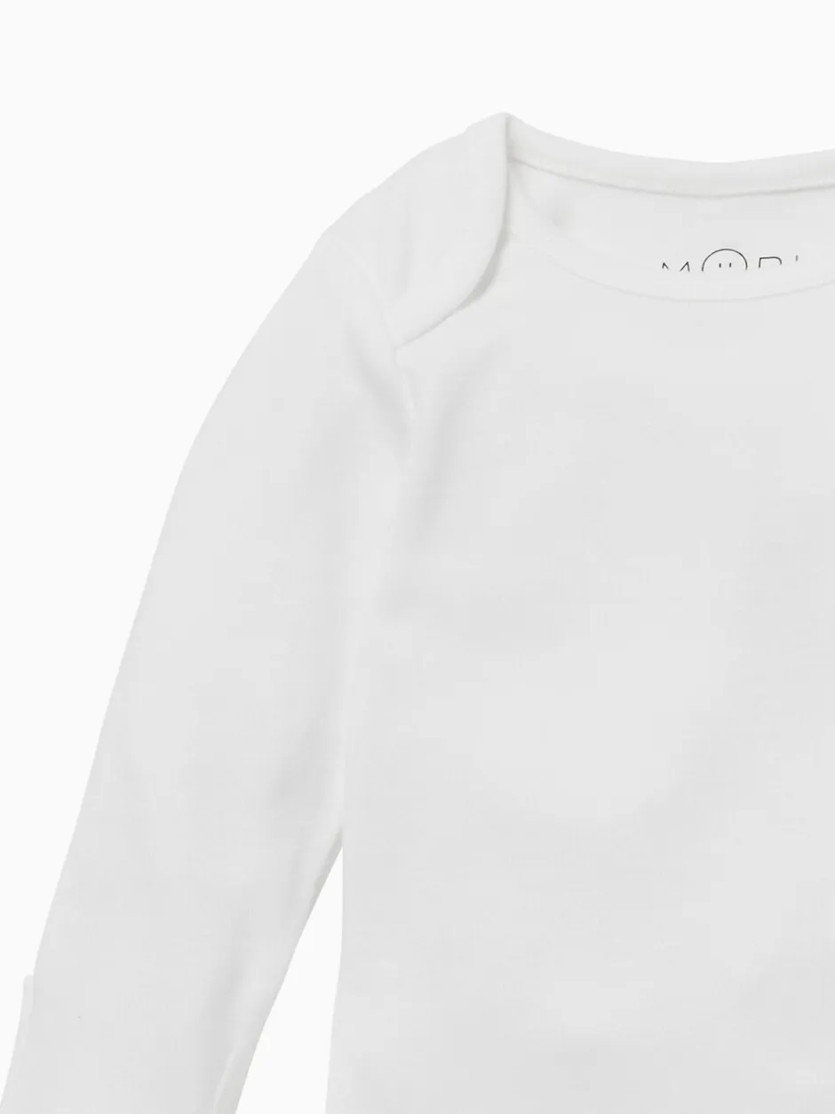 Rompertjes En Hemdjes*Mori - Lange Mouw Envelope Hals Bodysuit Wit