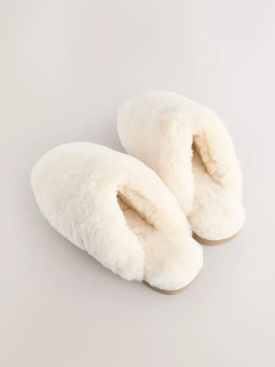 Pantoffels*Next Wit - N. Premium Shearling Mule Premium Slippers