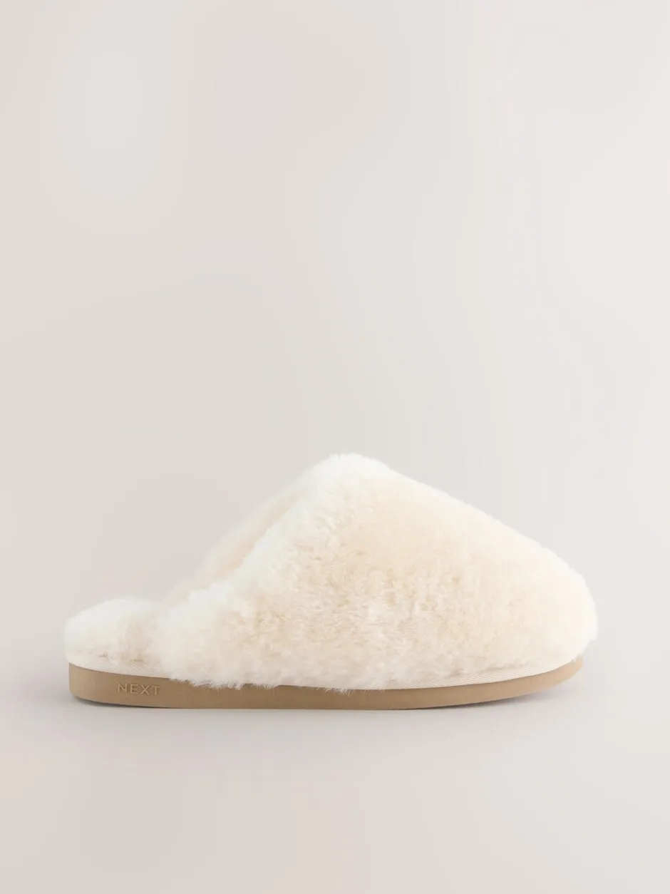 Pantoffels*Next Wit - N. Premium Shearling Mule Premium Slippers