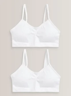 Alle Ondergoed|Next - Naadloze Cropped Tops 2 Pack met uitneembare, licht gewatteerde cups (7-16jaar) Wit