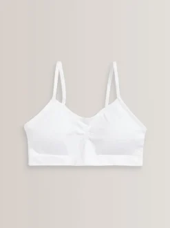Alle Ondergoed|Next - Naadloze Cropped Tops 2 Pack met uitneembare, licht gewatteerde cups (7-16jaar) Wit