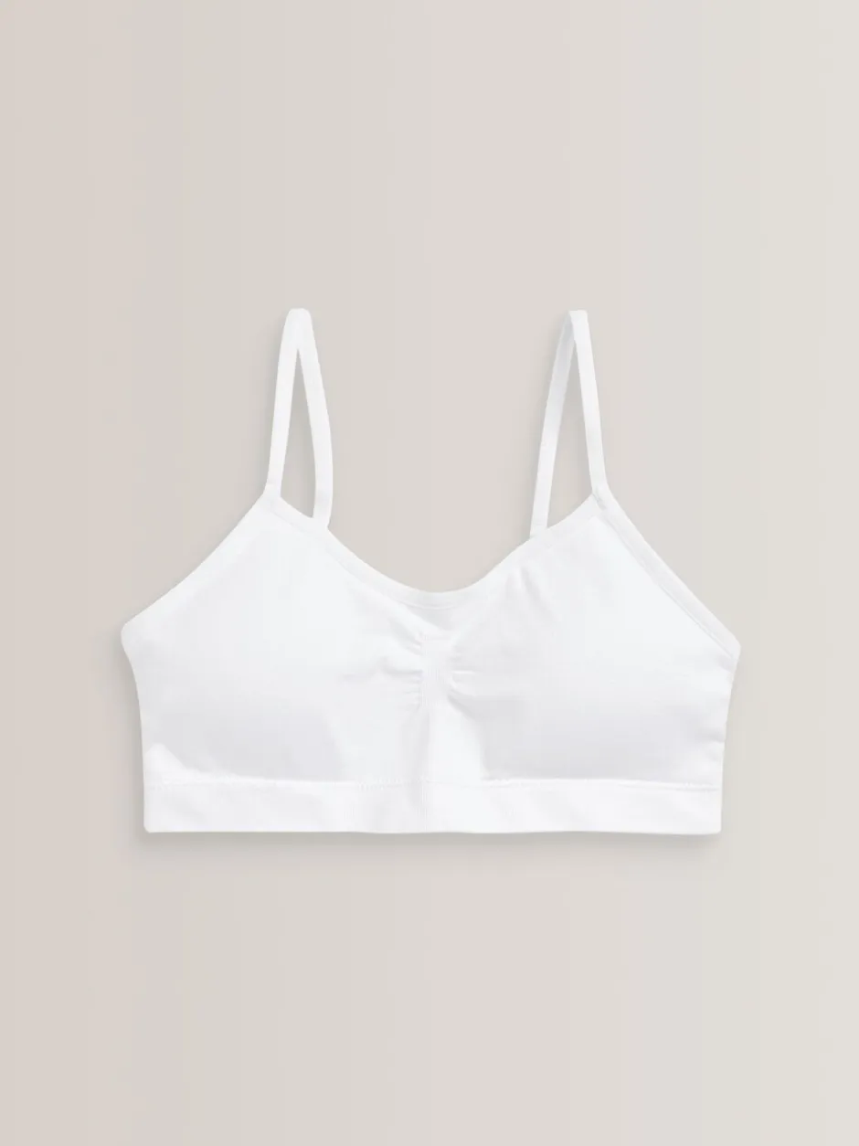 Alle Ondergoed|Next - Naadloze Cropped Tops 2 Pack met uitneembare, licht gewatteerde cups (7-16jaar) Wit