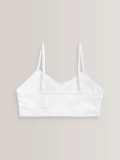 Alle Ondergoed|Next - Naadloze Cropped Tops 2 Pack met uitneembare, licht gewatteerde cups (7-16jaar) Wit