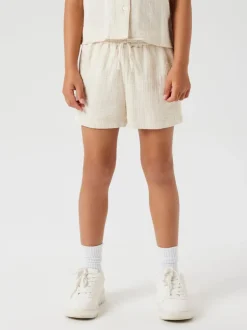 Overhemden En Blouses|Name It - 100% katoenen linnenlook overhemden met trekkoordsluiting Wit