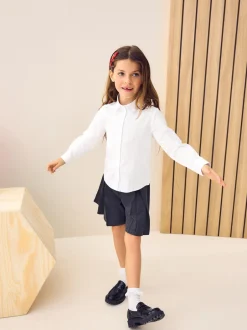 Schoolkleding|Overhemden En Blouses*Next Wit - Net overhemd met klittenbandsluiting, stretch, hoog katoengehalte en lange mouwen (3-17 jr)