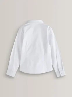 Schoolkleding|Overhemden En Blouses*Next Wit - Net overhemd met klittenbandsluiting, stretch, hoog katoengehalte en lange mouwen (3-17 jr)