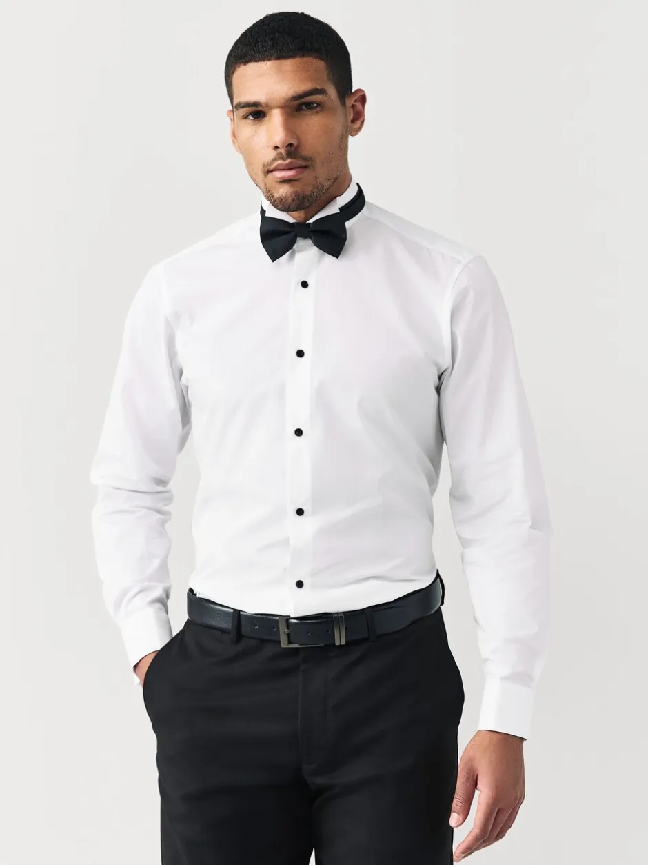 Shirts|Next Wit - Normale Pasvorm - Double Cuff Regular Fit Shirt And Bow Tie Pack
