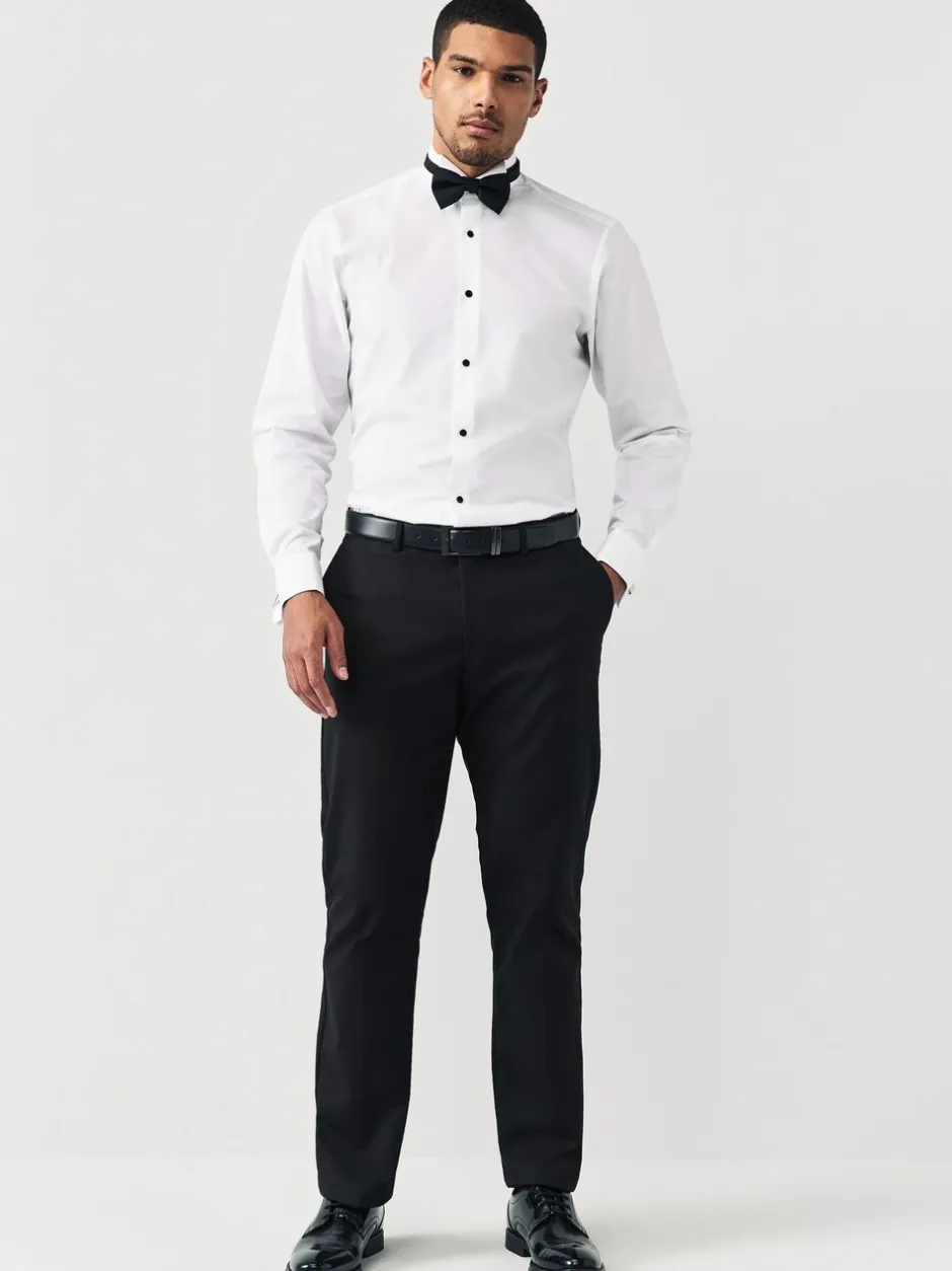 Shirts|Next Wit - Normale Pasvorm - Double Cuff Regular Fit Shirt And Bow Tie Pack