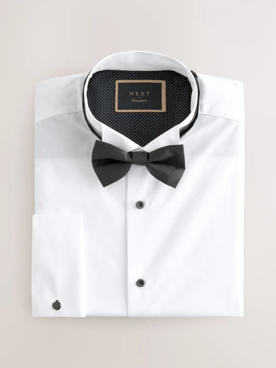 Shirts|Next Wit - Normale Pasvorm - Double Cuff Regular Fit Shirt And Bow Tie Pack