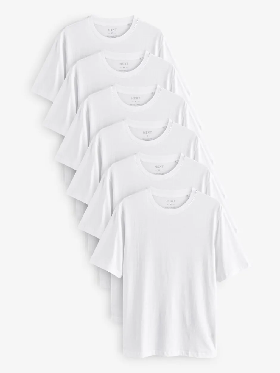 T-Shirts En Hemden*Next Wit - Normale Pasvorm - Essential katoenen T-shirts verpakking van 6